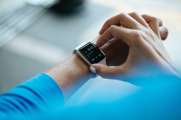 Closeup of a person using their smartwatch